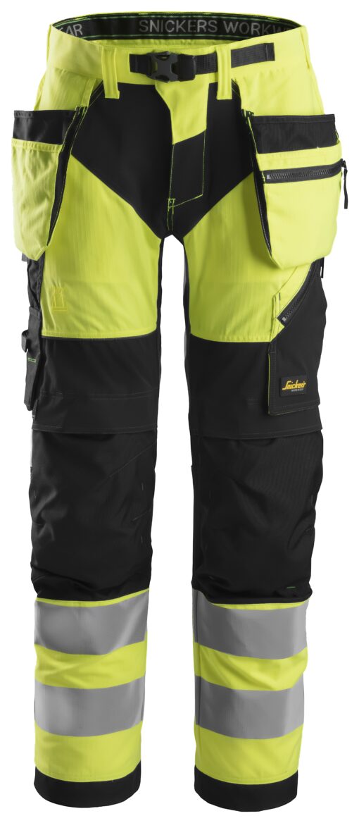 Snickers FlexiWork, HV Werkbroek+ met holsterzakken kl 2 6932